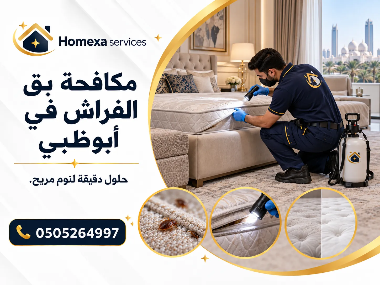 مكافحة بق الفراش في أبوظبي للمنازل والفلل والشقق وغرف النوم