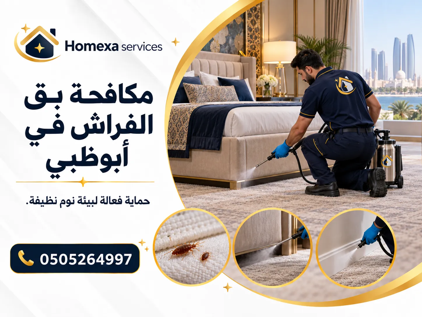 خدمة مكافحة بق الفراش في أبوظبي لغرف النوم والمراتب والأسرة