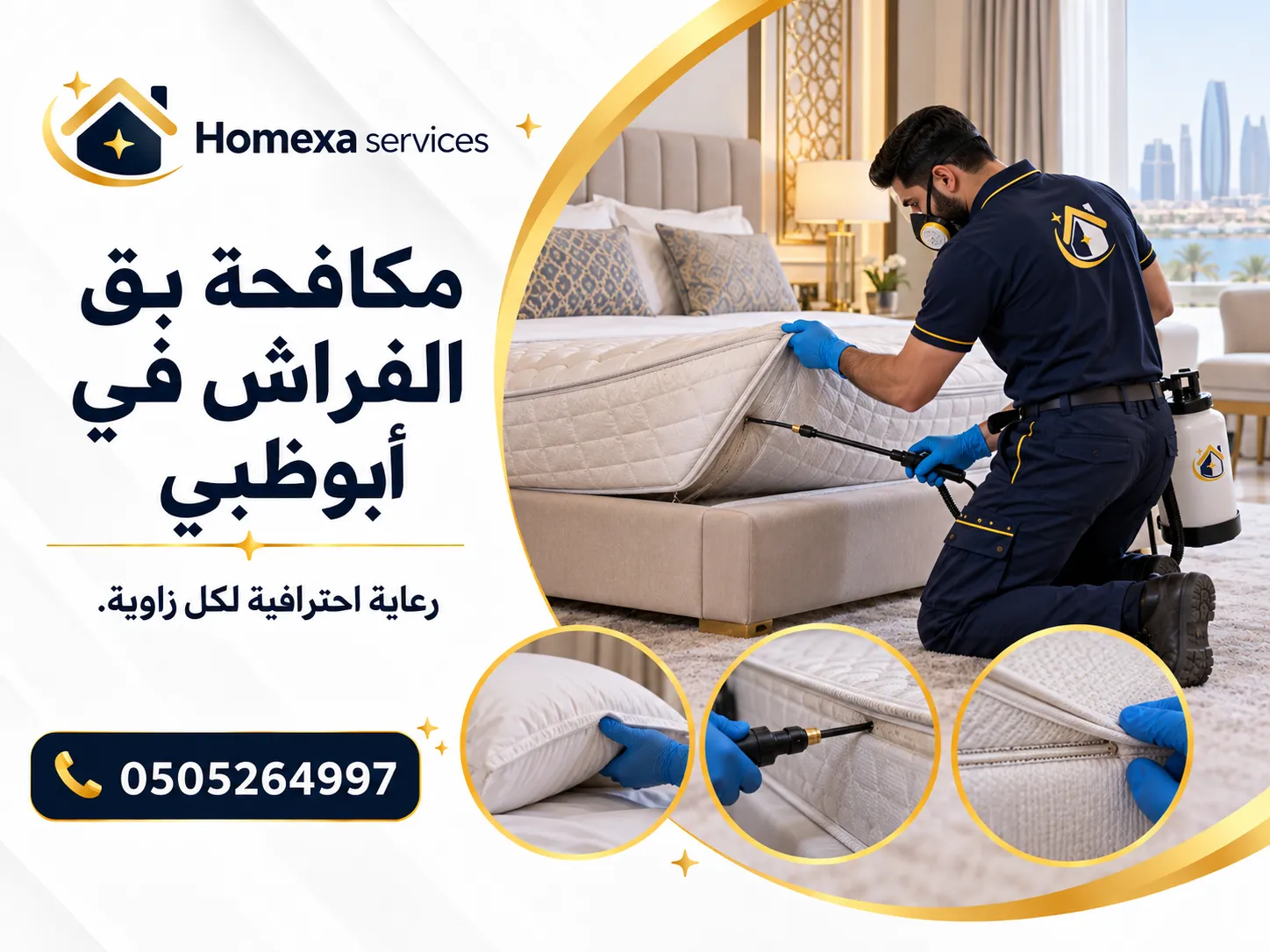 متابعة مكافحة بق الفراش في أبوظبي بعد تنفيذ الخدمة