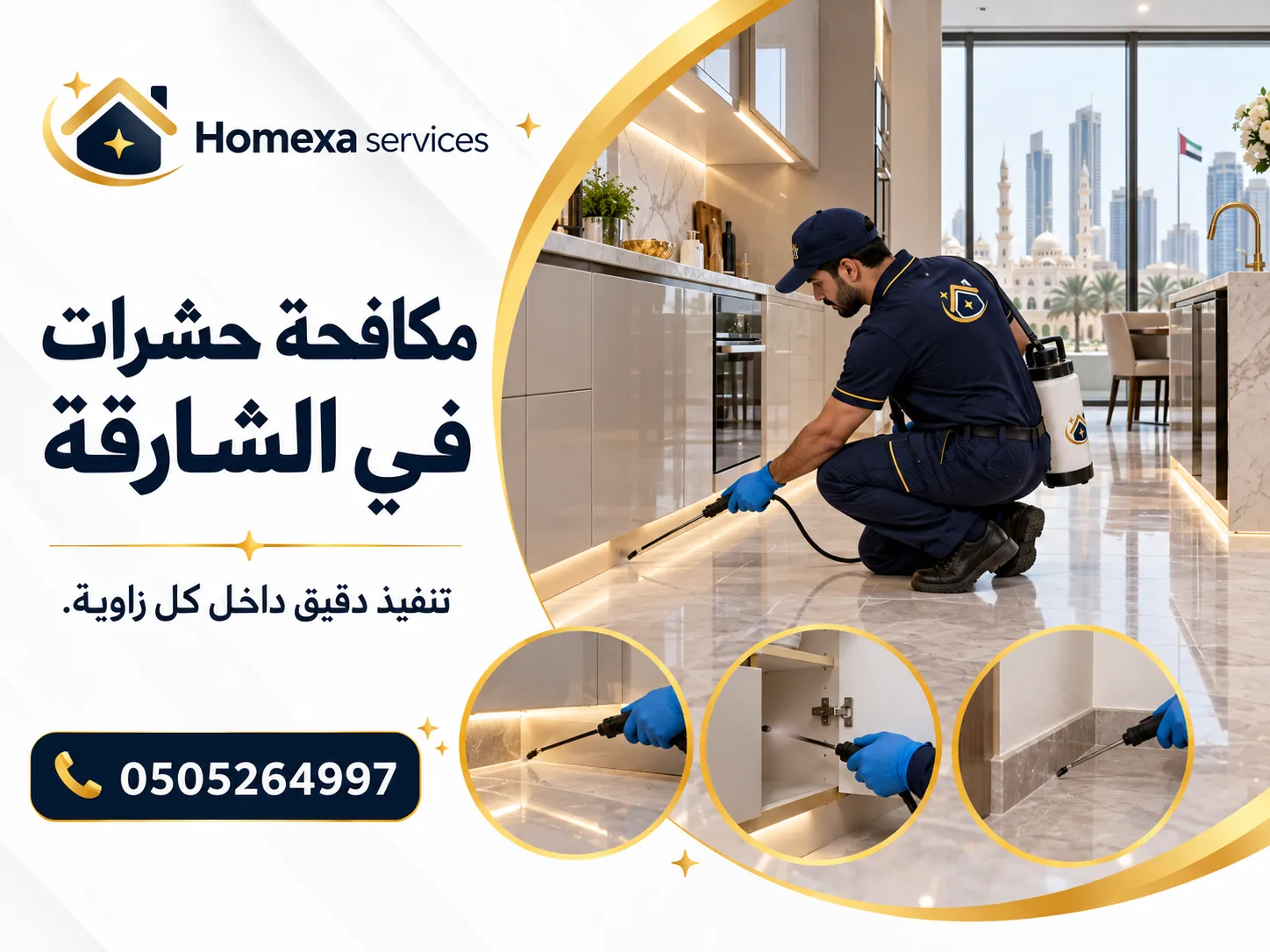 مكافحة حشرات في الشارقة وخدمة مكافحة الآفات داخل المنازل والفلل والشقق