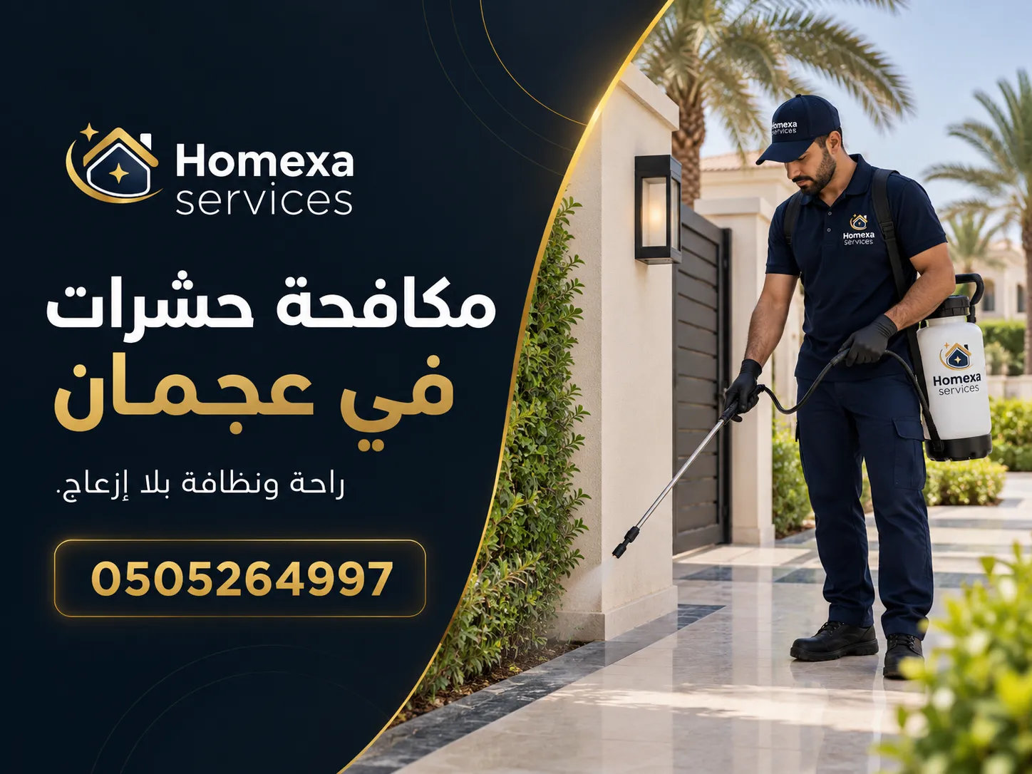 مكافحة حشرات في عجمان للصراصير والنمل والحشرات داخل المنازل والفلل
