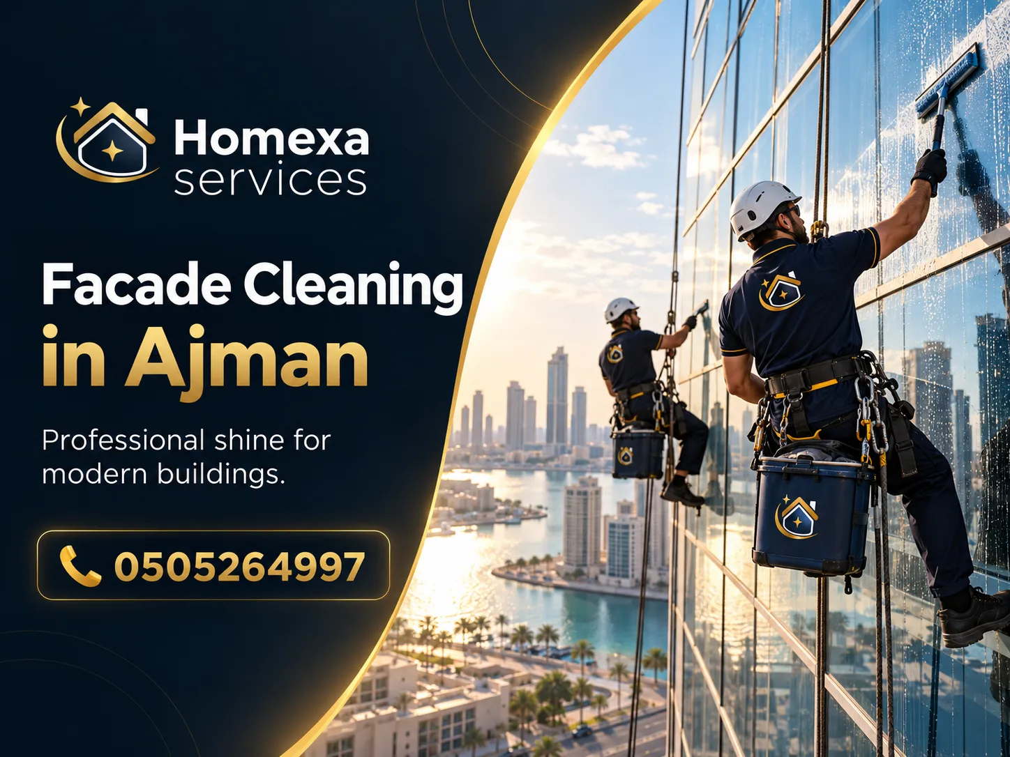 Facade cleaning equipment used by Home Xa Services in Ajman