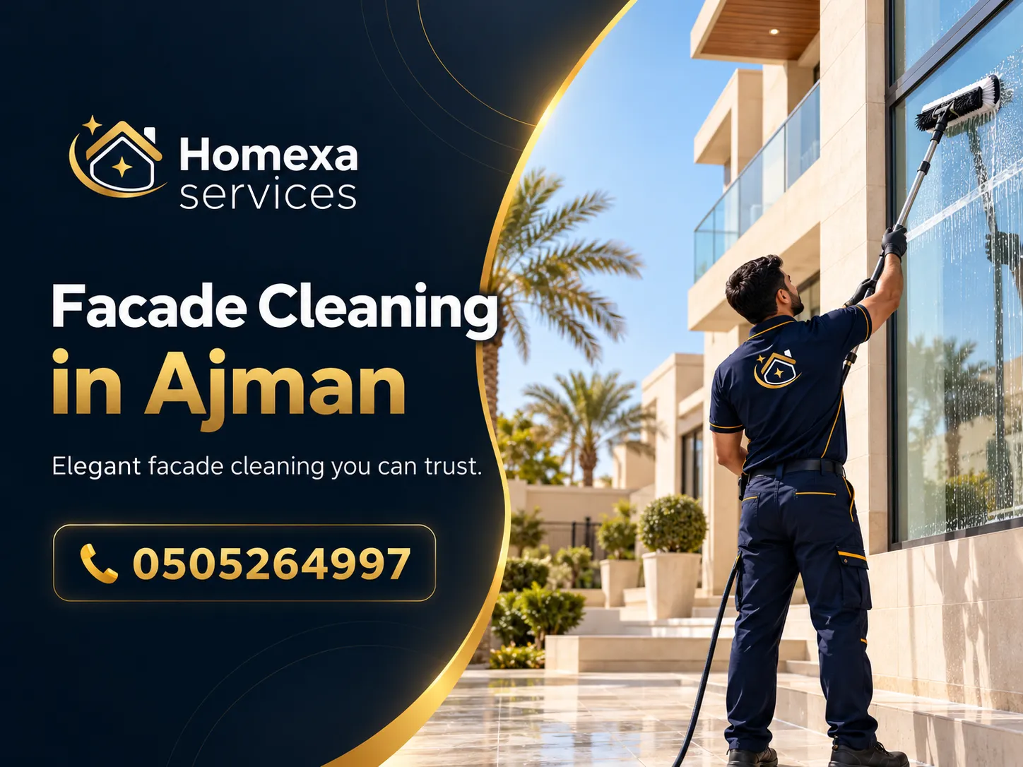 Regular Facade Cleaning in Ajman for villas and commercial buildings