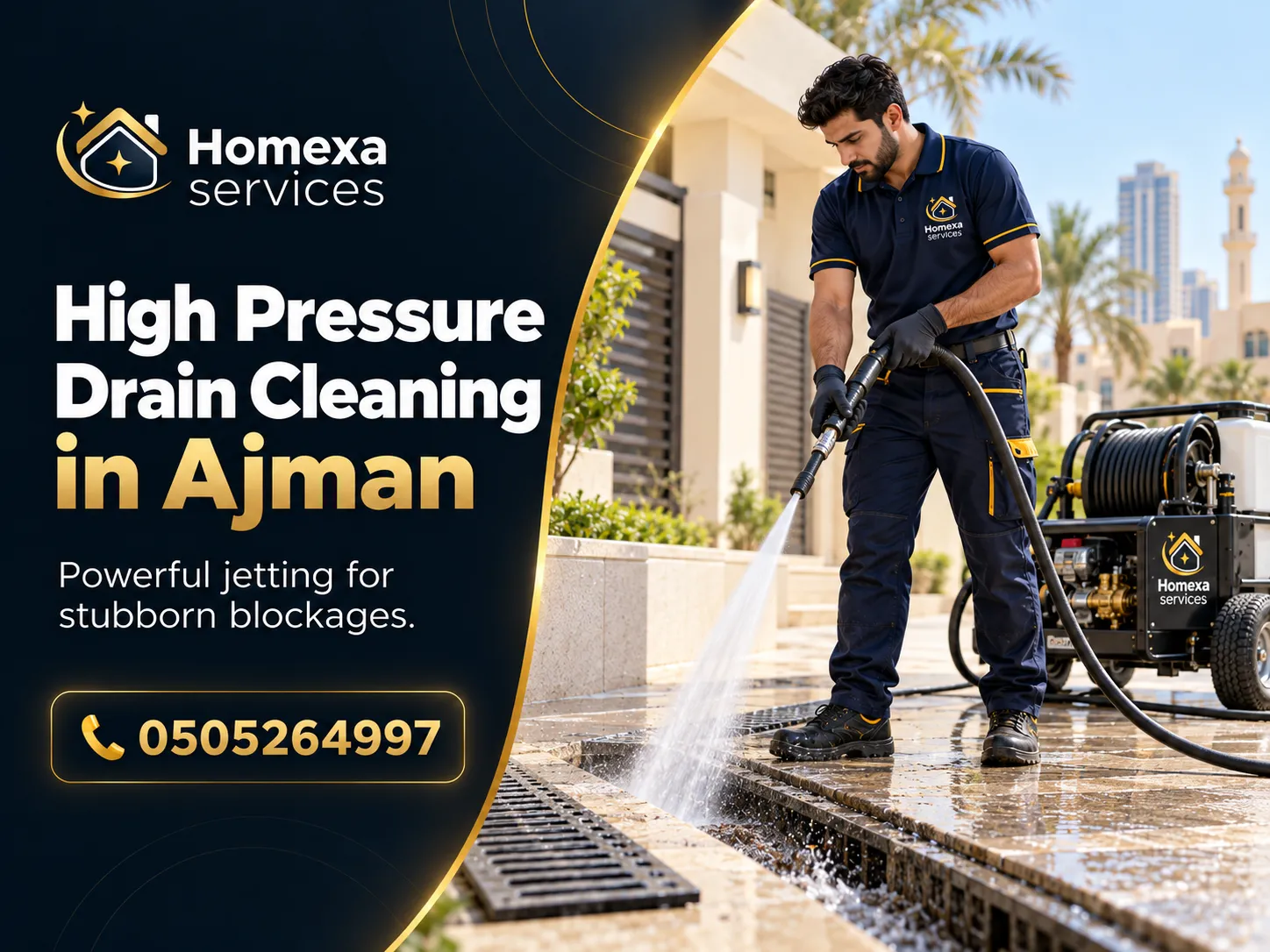 High pressure drain jetting in Ajman for recurring drain blockages