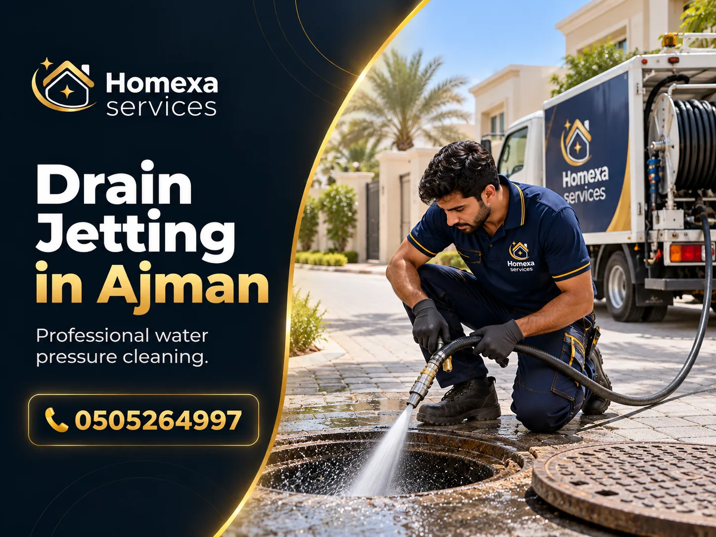 Drain unblocking and high pressure drain jetting in Ajman