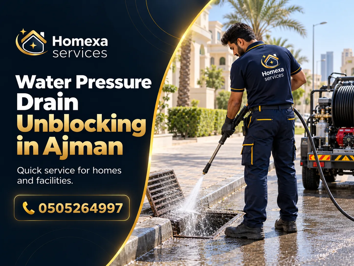 High pressure drain line cleaning in Ajman