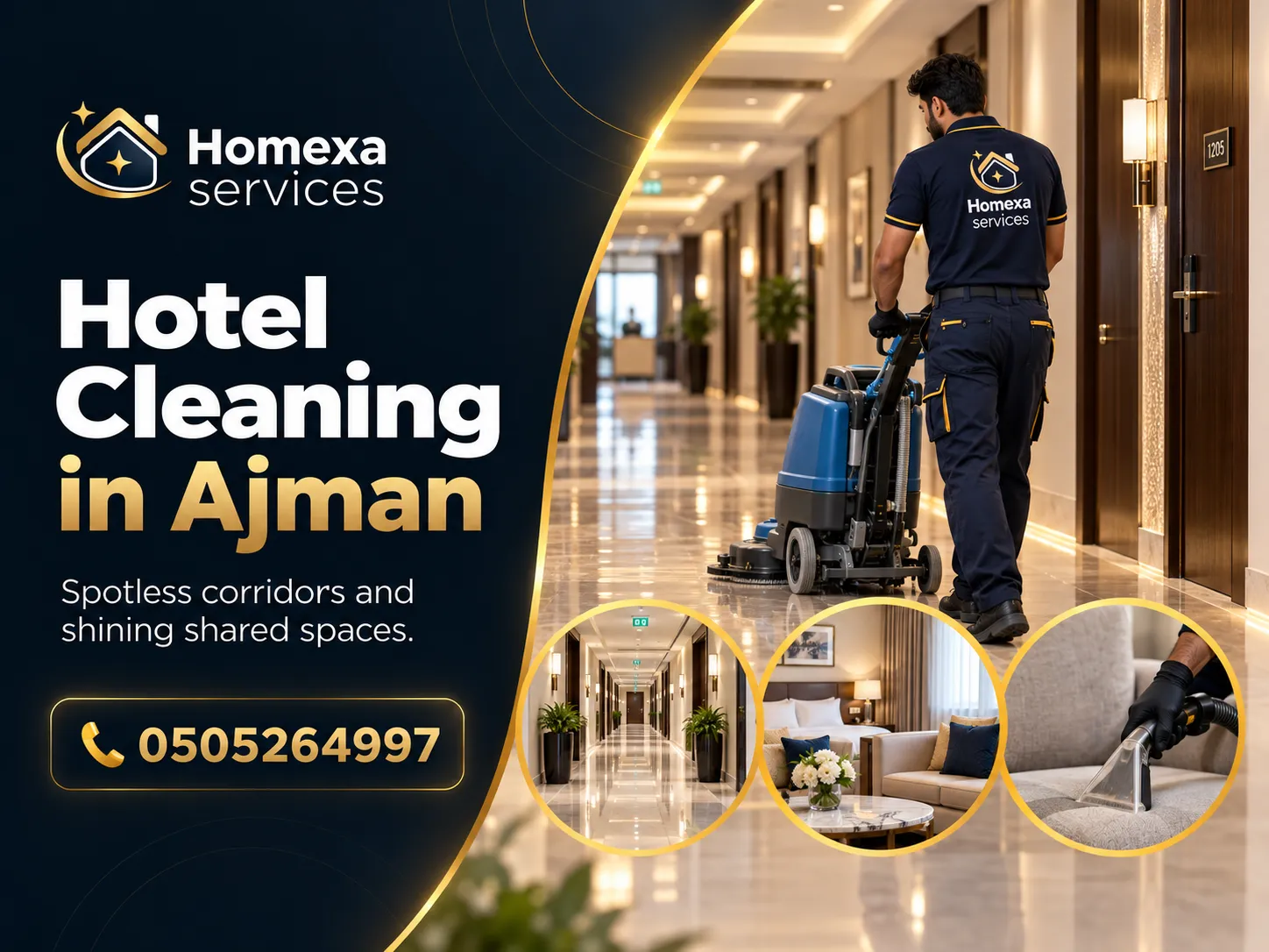 Hotel Cleaning Company in Ajman for rooms lobbies and shared areas