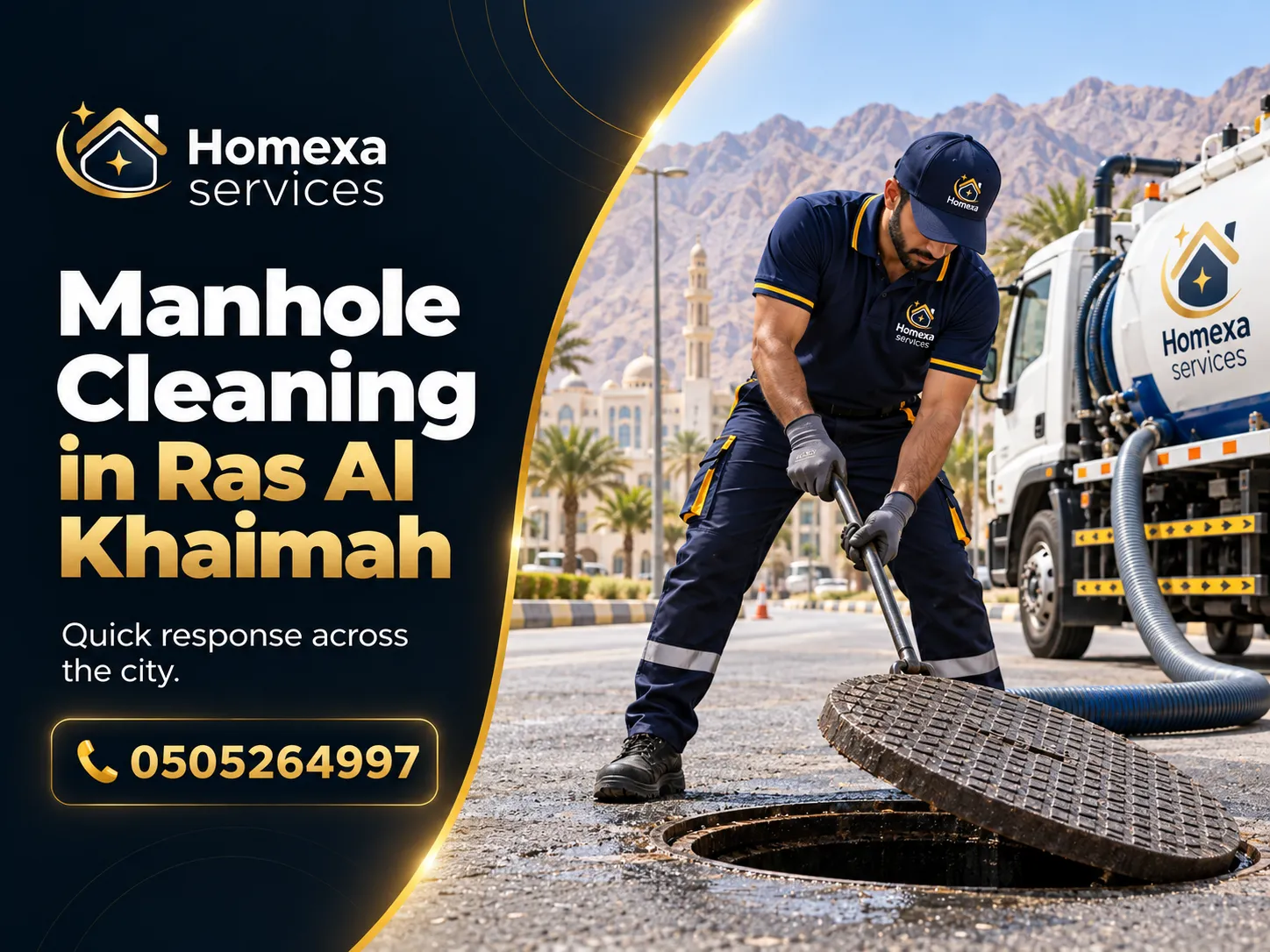 Cleaning multiple drainage manholes in Ras Al Khaimah