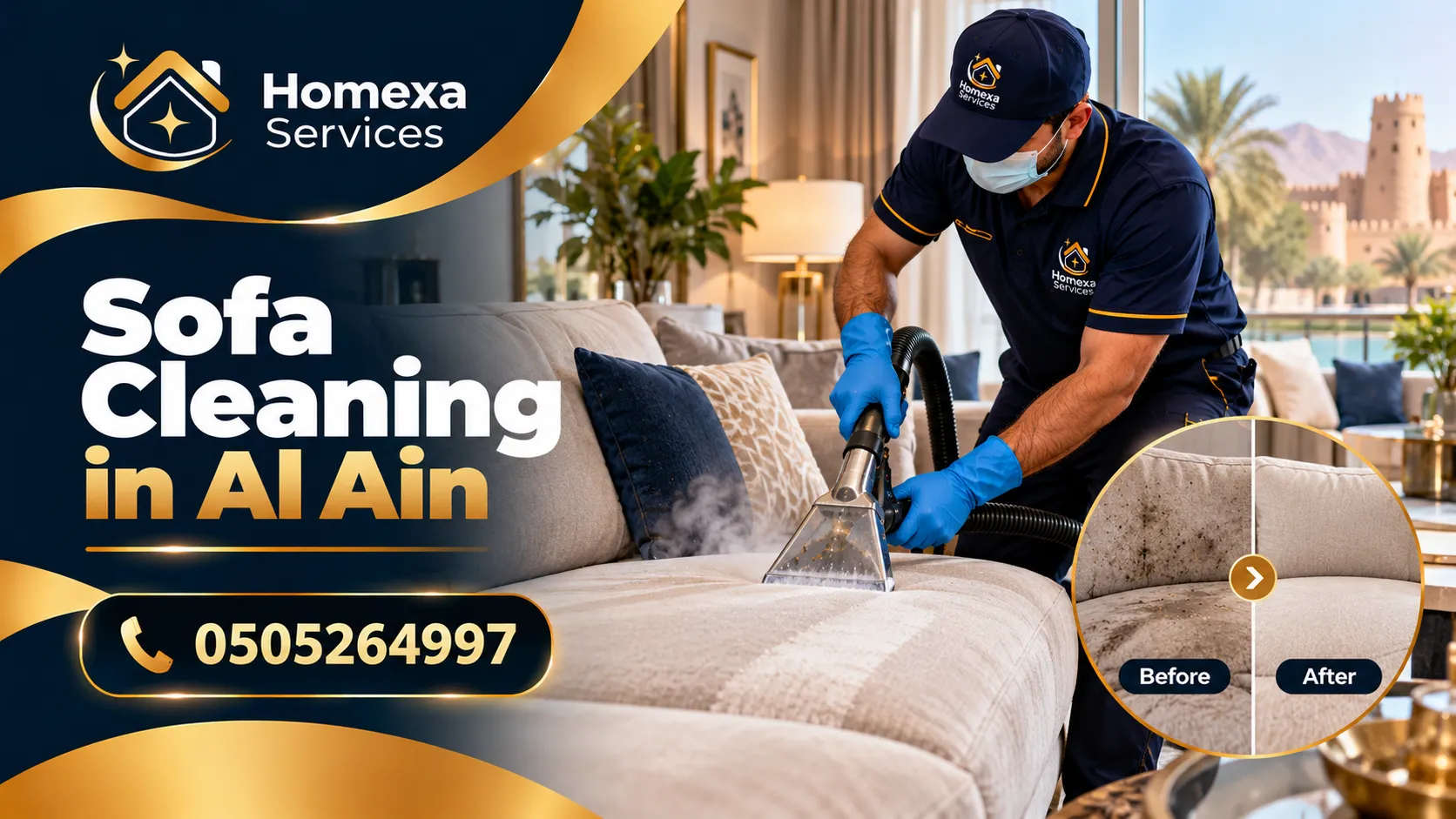 Sofa cleaning for stains and everyday dirt in Al Ain
