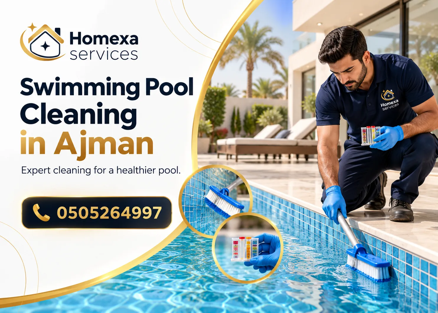 Regular Swimming Pool Cleaning in Ajman for clean pool floors and walls
