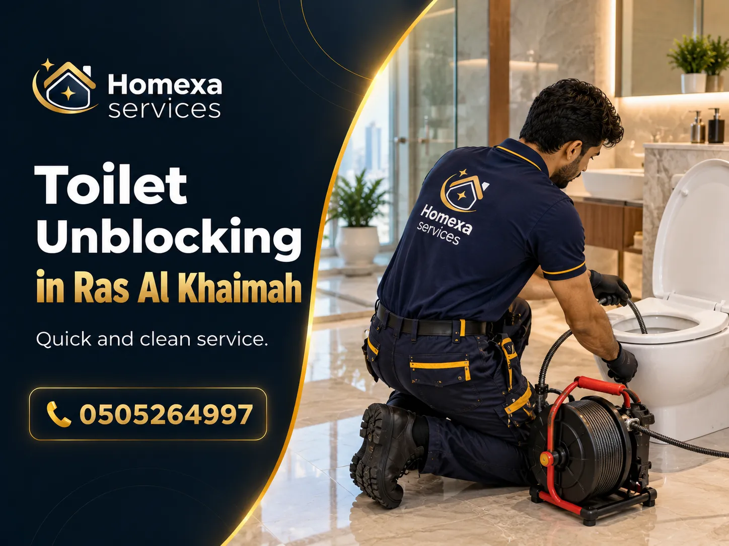 Blocked toilet and slow toilet drainage in Ras Al Khaimah