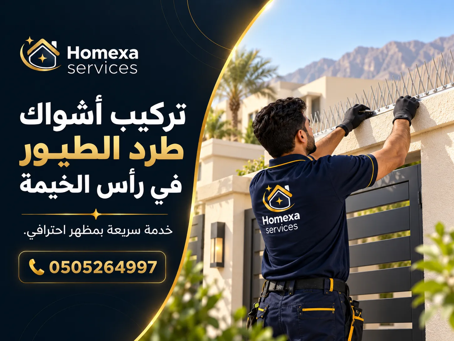أشواك طرد الحمام والطيور في رأس الخيمة للفلل والمباني