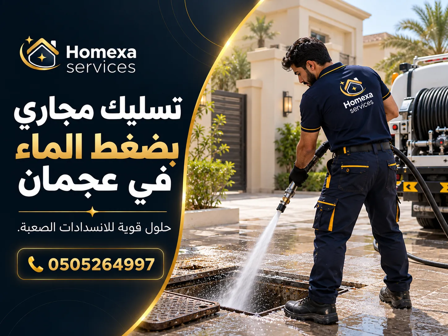 تسليك مجاري بضغط الماء في عجمان للانسدادات المتكررة