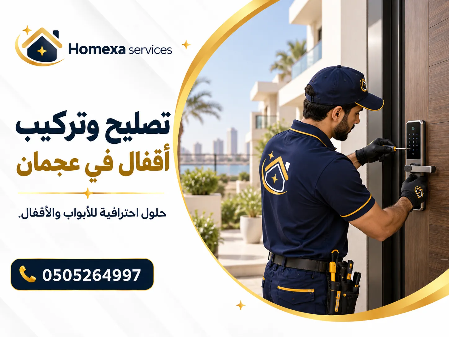 خطوات تصليح وتركيب أقفال في عجمان وفحص القفل والسلندر والمقبض