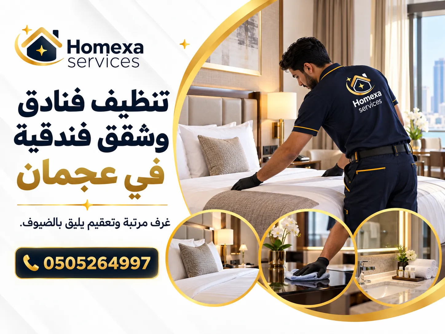 تنظيف شقق فندقية في عجمان وتجهيز الوحدات بين الحجوزات