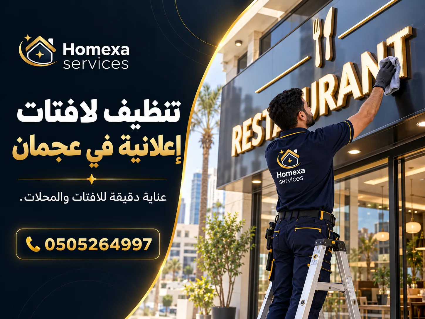 تنظيف لوحات ولافتات المحلات والمطاعم في عجمان