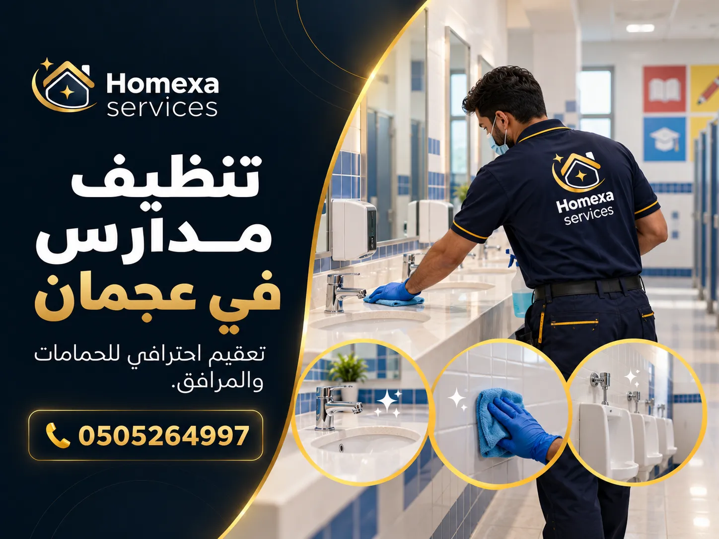 شركة تنظيف مدارس في عجمان للفصول والممرات والمرافق التعليمية