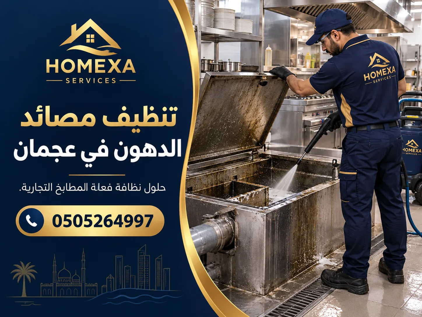 تنظيف مصيدة الدهون الممتلئة في عجمان