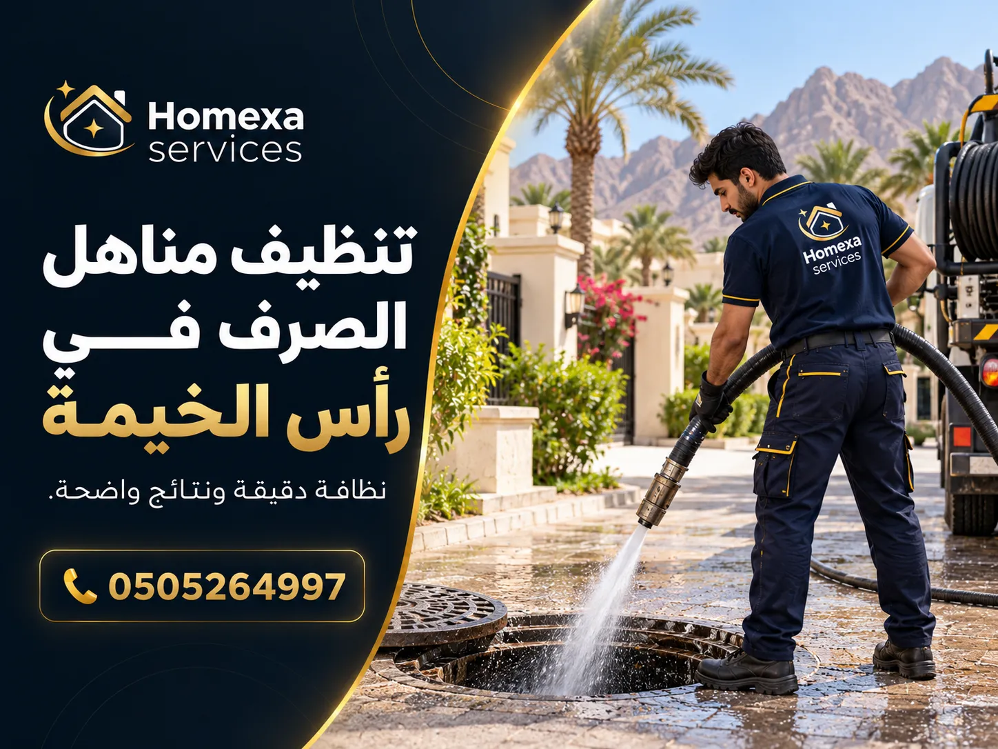 تنظيف مناهل المجاري والرواسب في رأس الخيمة